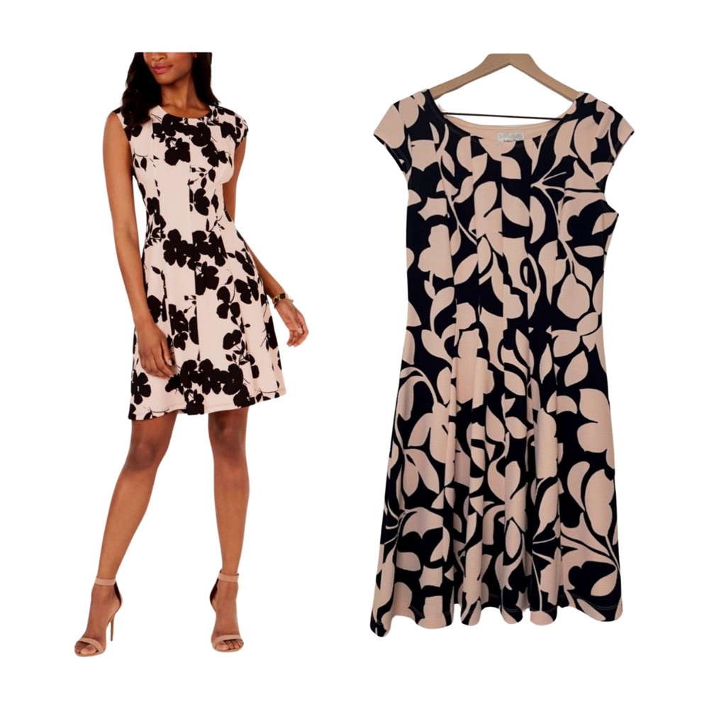 Floral A-line Dress CAP-sleeve textured dress. Size small.